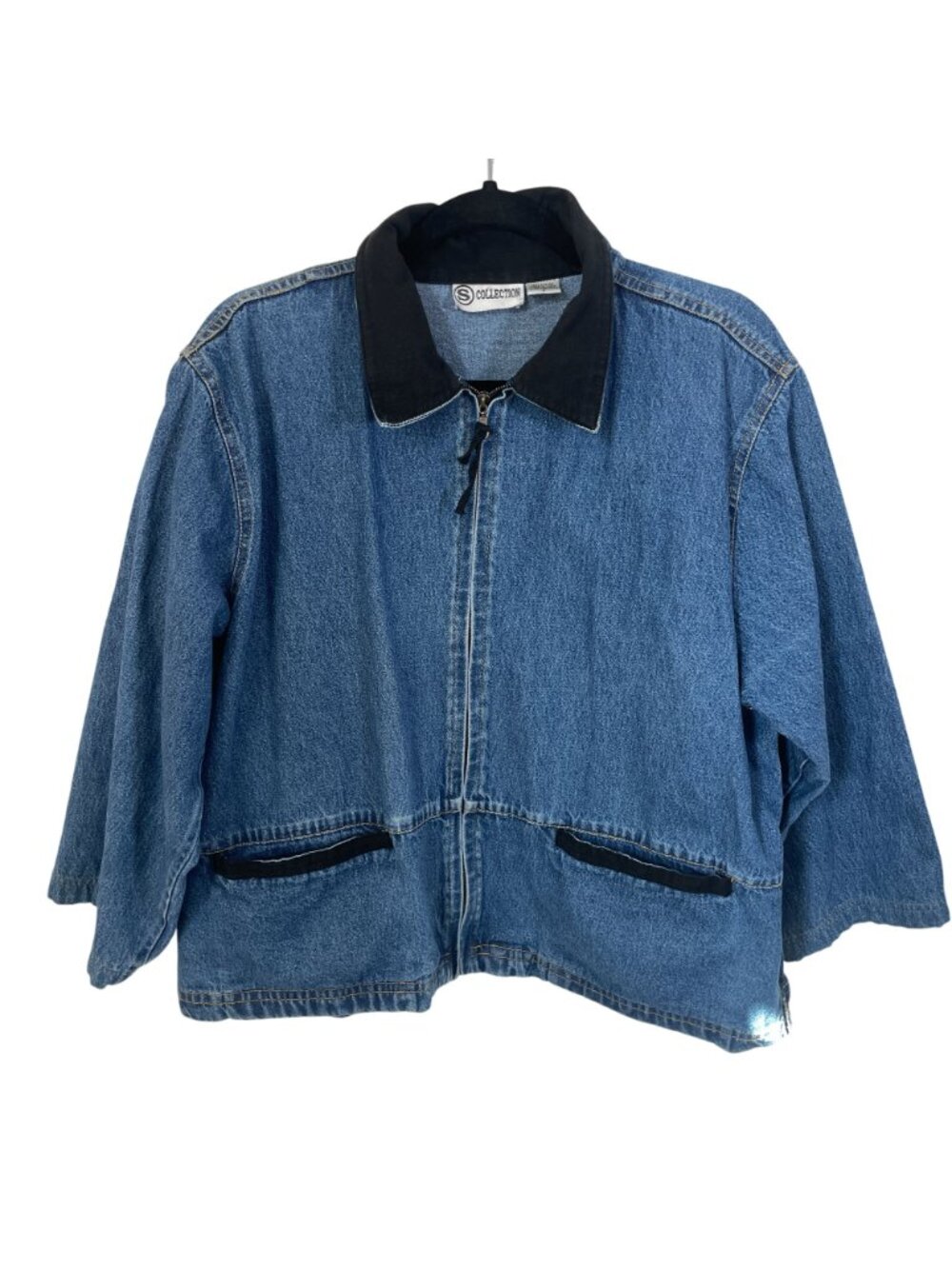 Vintage 90s Beaded Chili Peppers Southwestern Denim Jacket Women L Artsy Boho - Picture 2 of 9